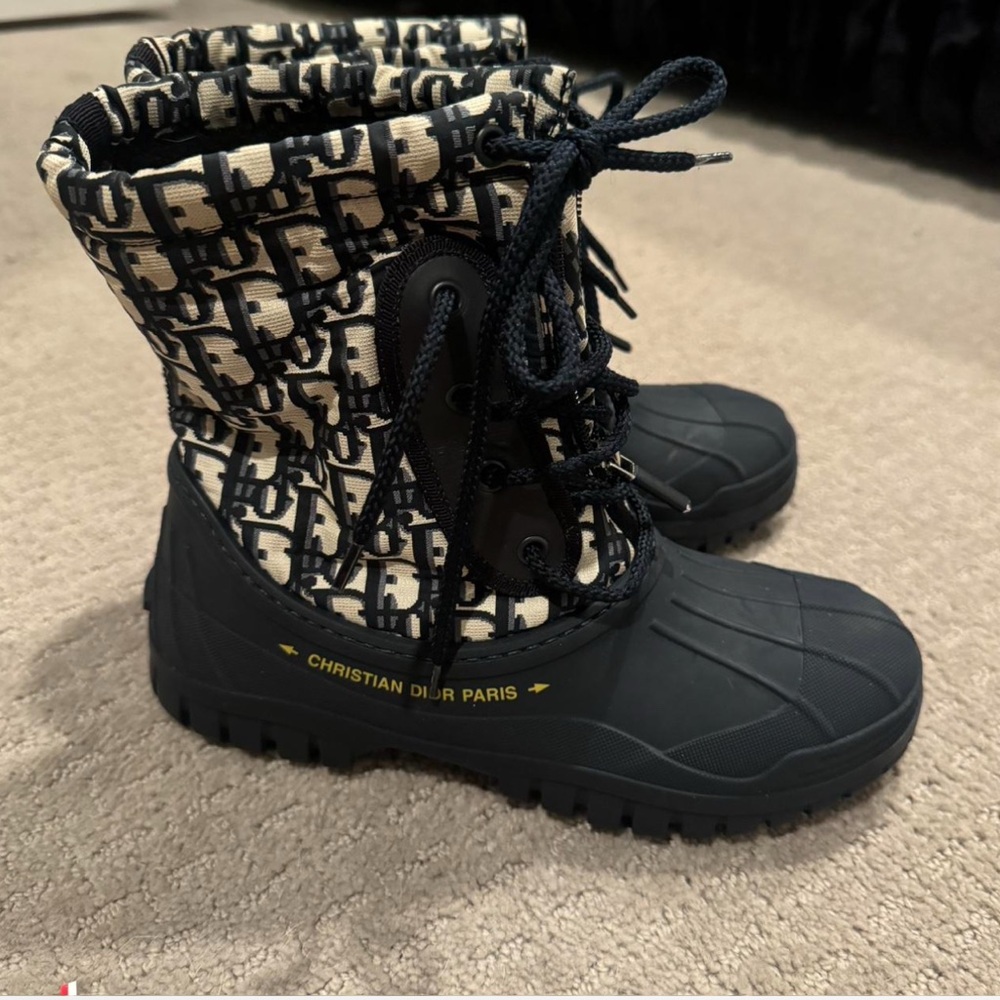 Monogram Patterned Lace-Up Canvas Boot - Picture 2 of 5